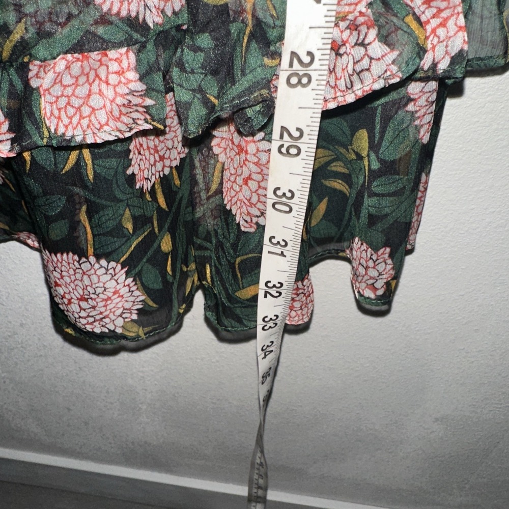One and‎ Only Collective Floral Deep V Neck Balloon Sleeve Mini Dress Medium - Picture 9 of 12